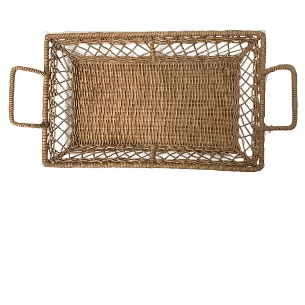 Large Woven Wicker Basket Rectangular Tray